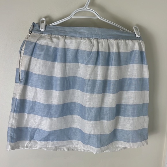 Kenar 100% Linen Rugby Stripes Skater Mini Pockets Skirt Size 12 - Picture 5 of 11